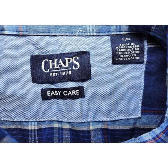 Chaps Men's Plaid Short Sleeve Shirt - Easy Care - Size Large - Picture 3 of 7